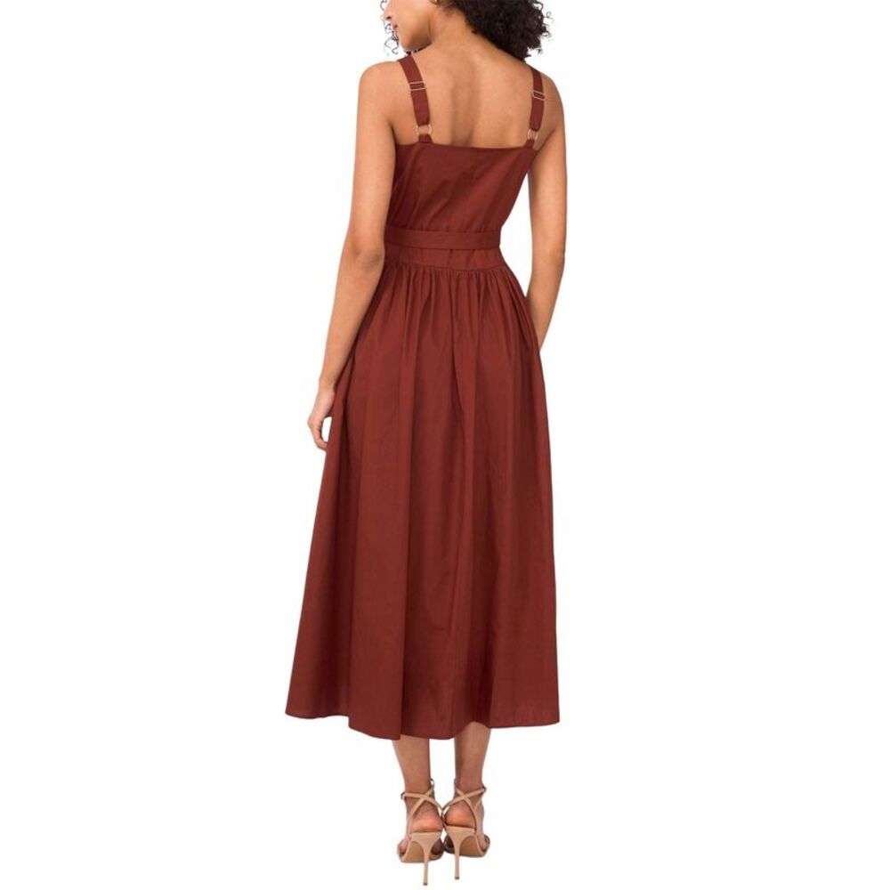1.State Womens Square-Neck Sleeveless Belted Midi Dress XS Brandy Brown NWT $129 - Picture 4 of 5